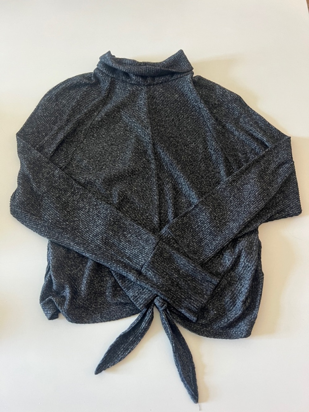 Express Black Long Sleeve Tie Top